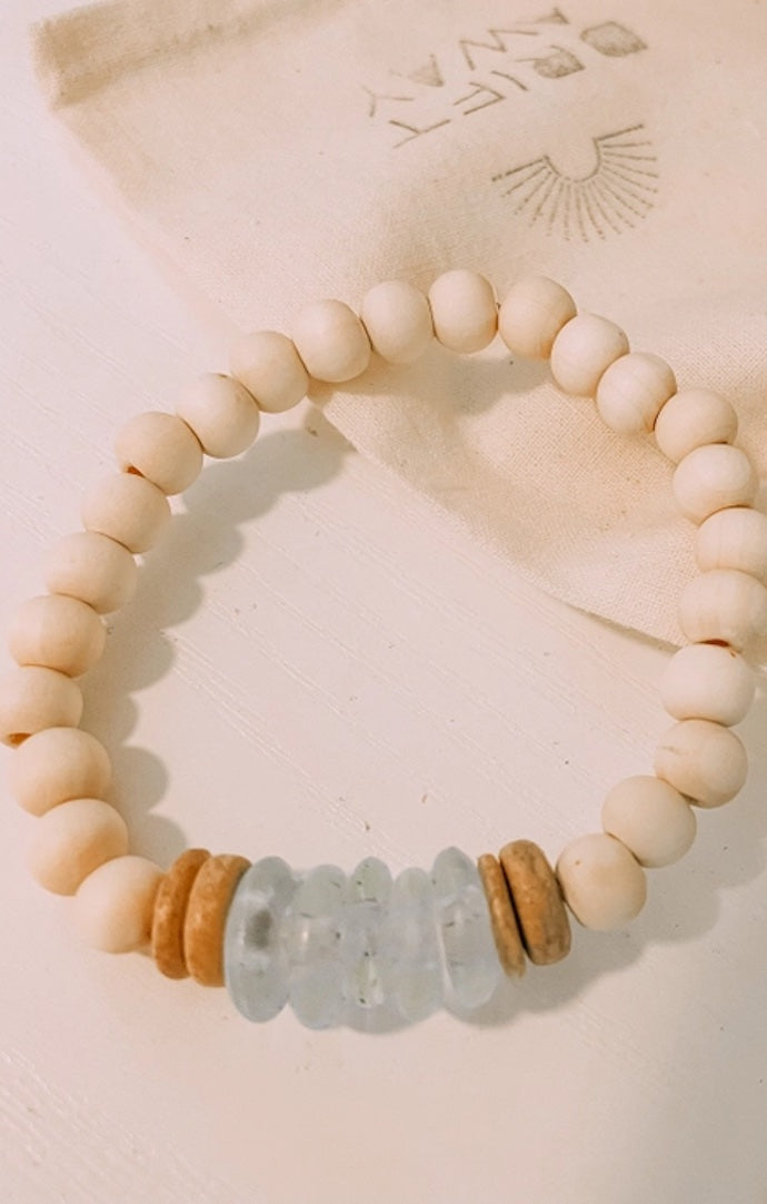 Zero Waste Bracelet with up-recycled SCUBA parts and Sea Glass