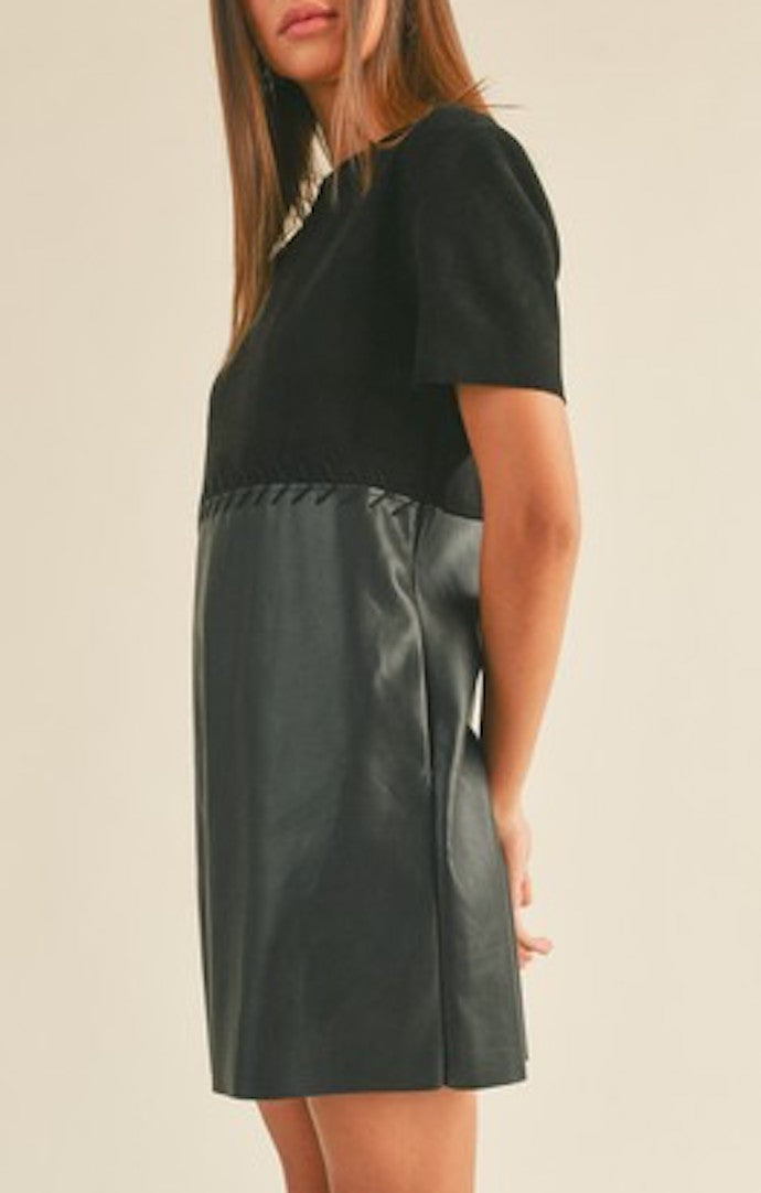 Leo Black Faux Leather Dress