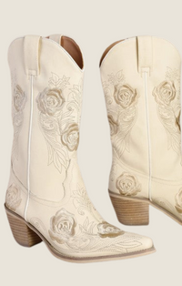 Mi iM ivory "Cali" embroidered boots 
CALI-IVORY