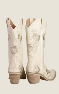 Mi iM ivory "Cali" embroidered boots 
CALI-IVORY