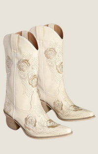 Mi iM ivory "Cali" embroidered boots 
CALI-IVORY