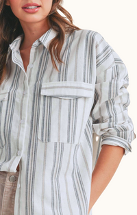 Miou Muse Denim Stripe Button Front Shirt
T3167-DNM