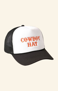 Fashion City black and white cowboy hat trucker hat