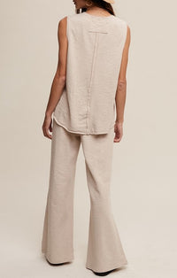 Listicle Oatmeal Knit Lounge Tank and Pant Set