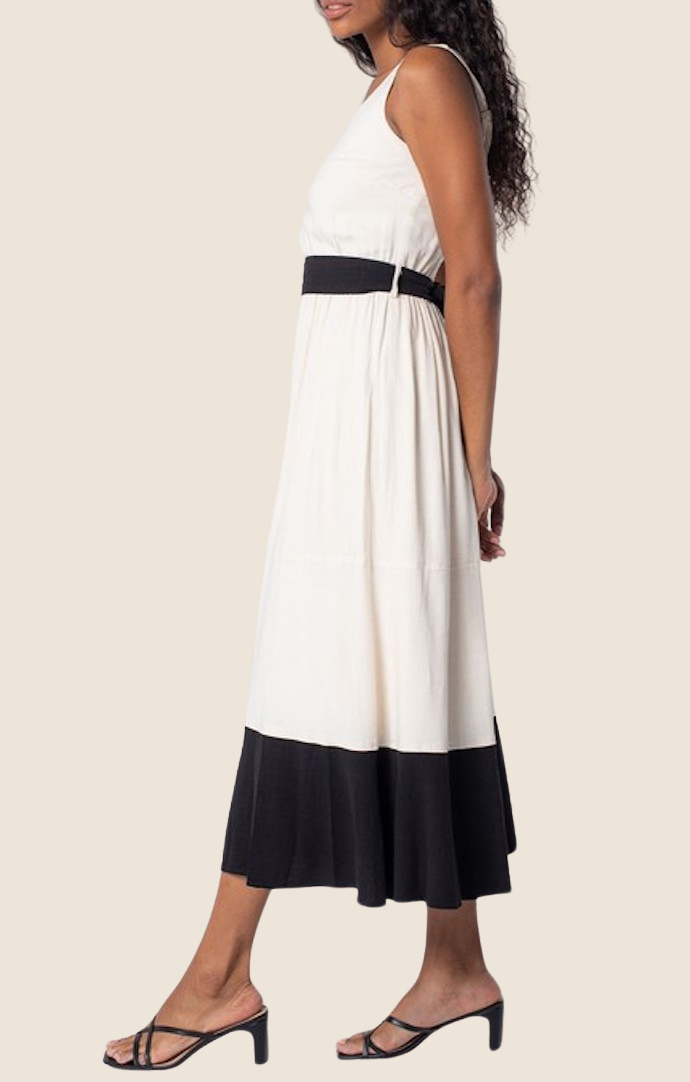 Lovestitch vanilla and black color block dress