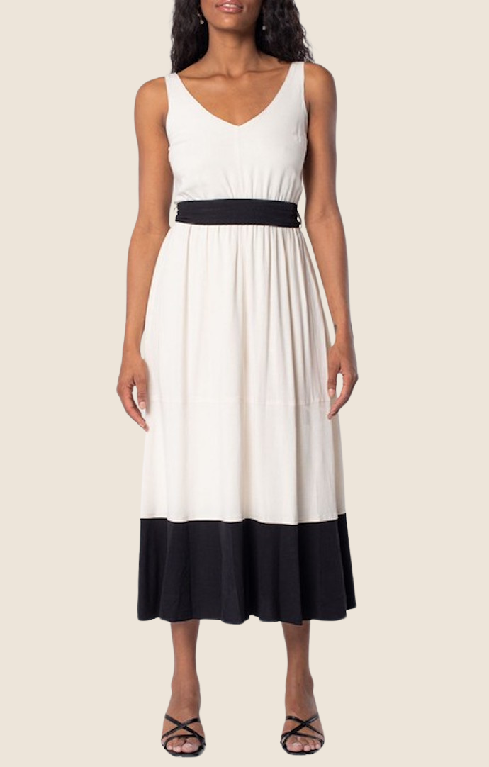 Lovestitch vanilla and black color block dress