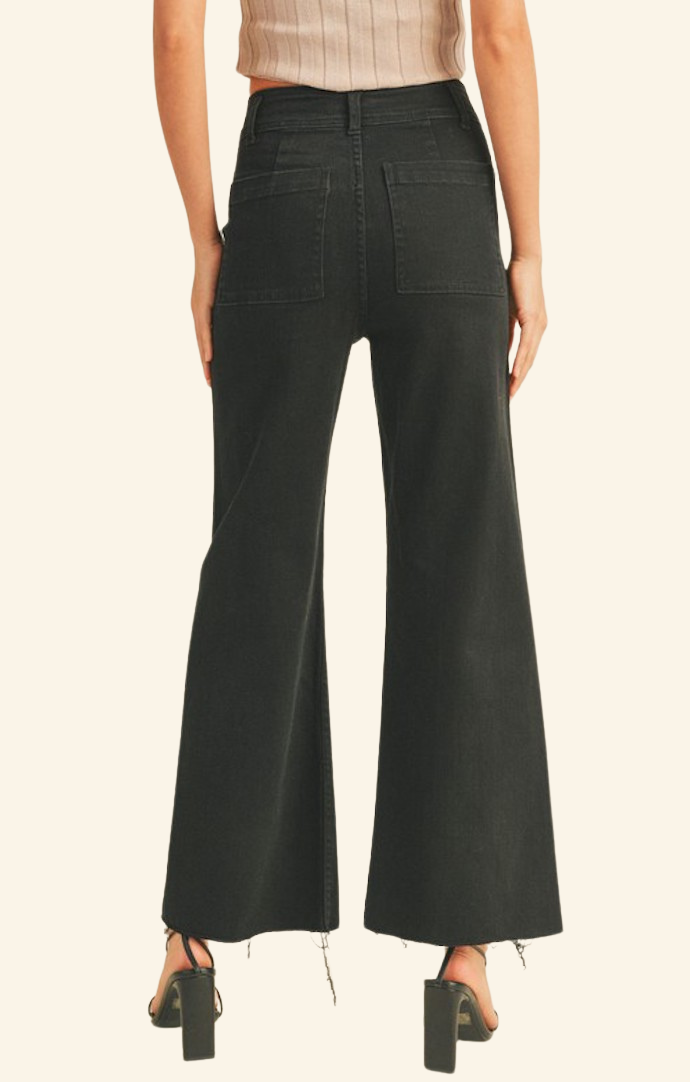 Miou Muse Faded Black High Rise Wide Leg Jeans