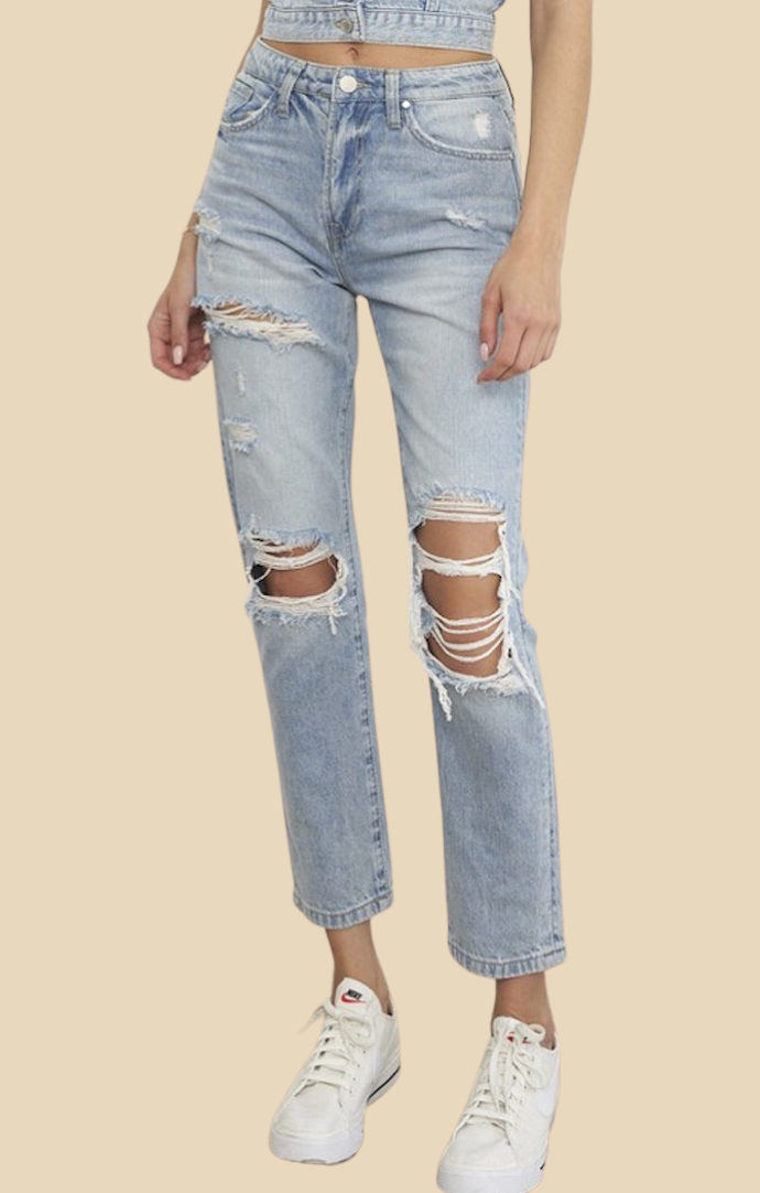 Levi's® 501® Ripped High Waist Straight Leg Jeans