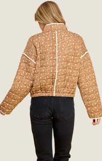 Akaiv Rust Floral Quilted Zip Front Jacket AC4057J