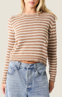 Olivaceous taupe/ecru striped chunky knit sweater JT2024-172