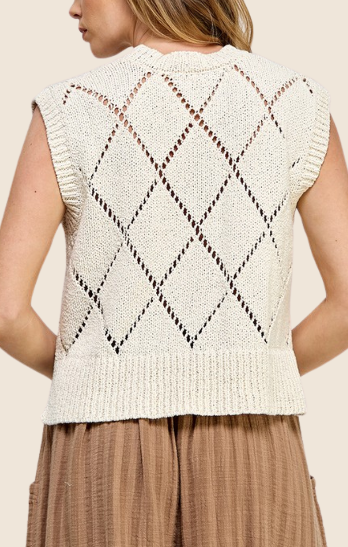 Miss Love Natural Diamond Knit Sweater Vest