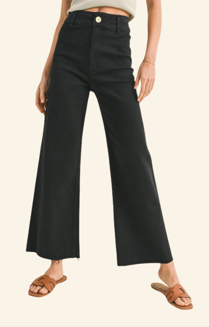 Miou Muse Faded Black High Rise Wide Leg Jeans