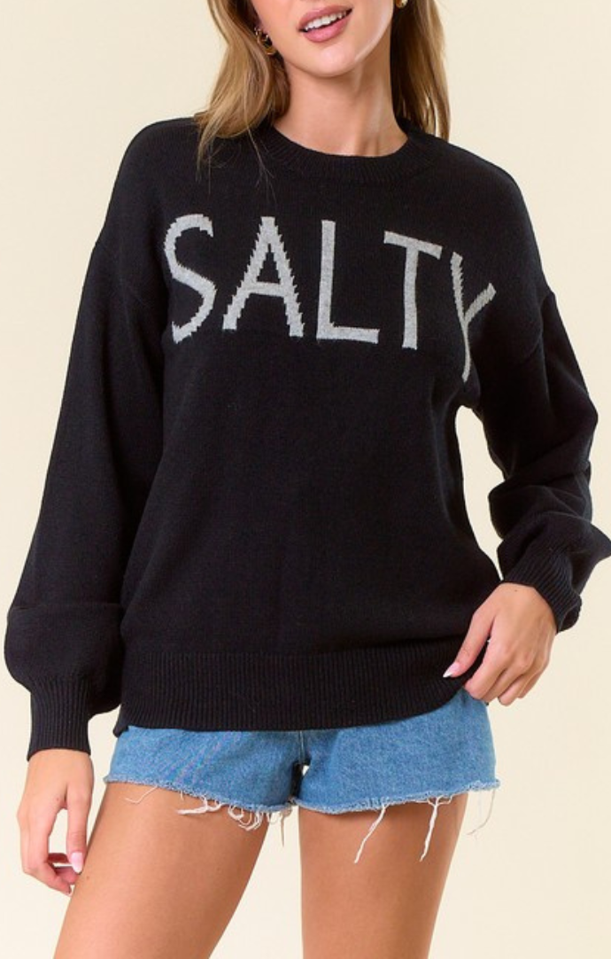 Doe and Rae Black "Salty" Crewneck Sweater