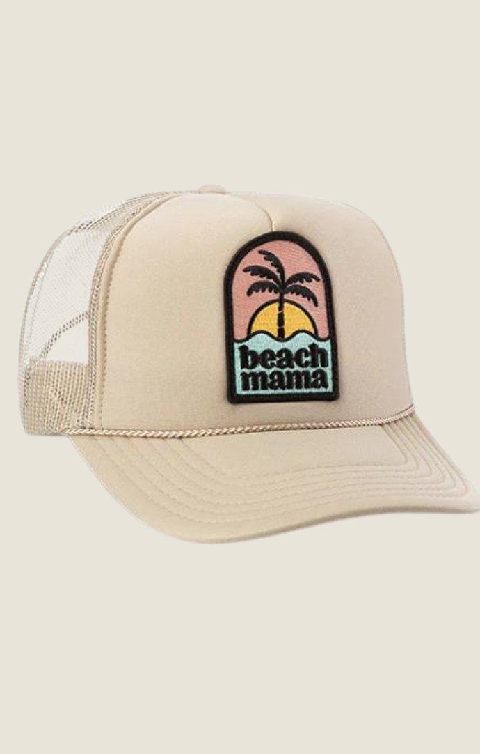 Local Beach Khaki "Beach Mama" Mesh Back Trucker Hat