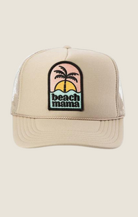 Local Beach Khaki "Beach Mama" Mesh Back Trucker Hat