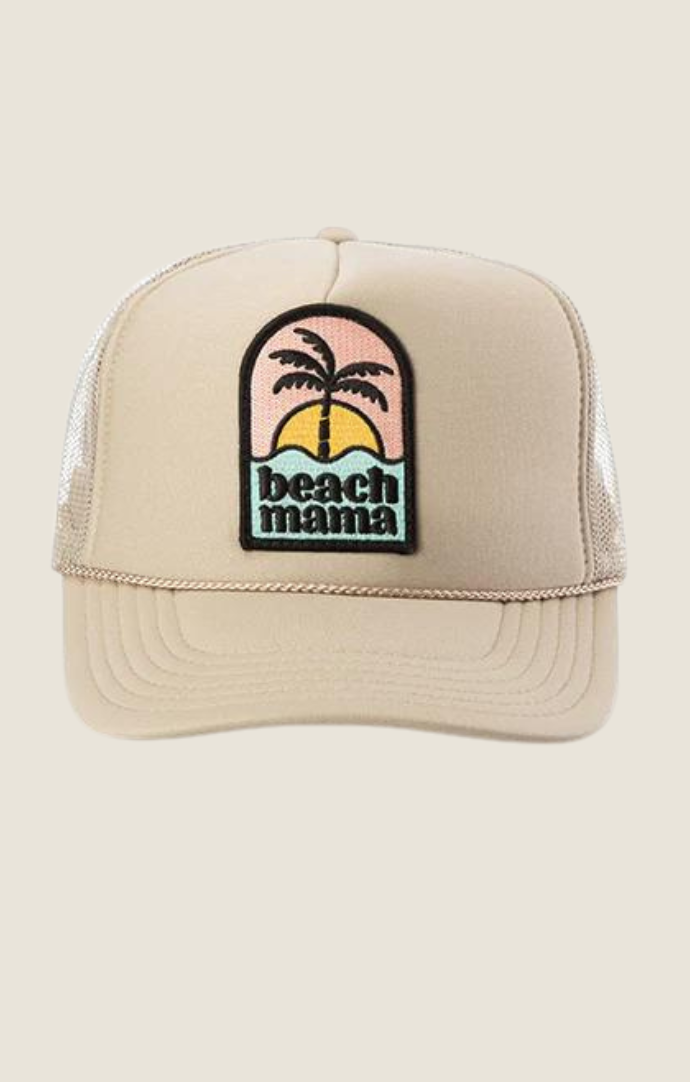 Local Beach Khaki "Beach Mama" Mesh Back Trucker Hat