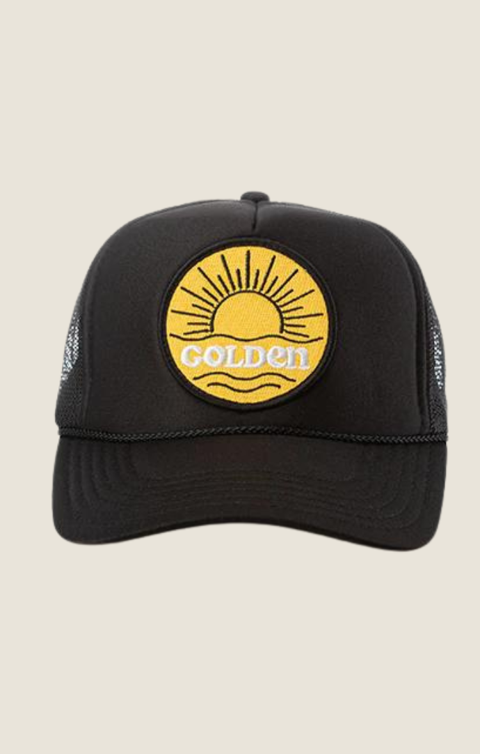 Local Beach Black "Golden" Mesh Back Trucker Hat