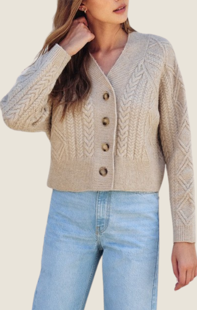 Dress Forum Oatmeal Cable Knit Cardigan