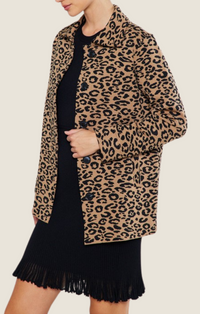 Current Air Leopard Knit Button Front Jacket