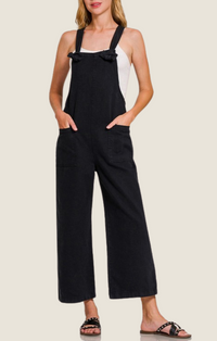 Studio 12.20 black knot strap front pocket overalls