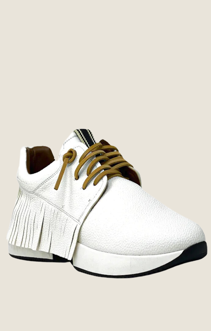 Pepa White Fringe Sneakers