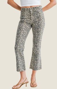 Just Black denim leopard crop flare denim