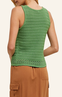 Wishlist Green Sleeveless Crochet Knit Tank Top