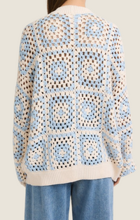 Le Lis baby blue multi crochet cardigan
SWJ2522-BBLU