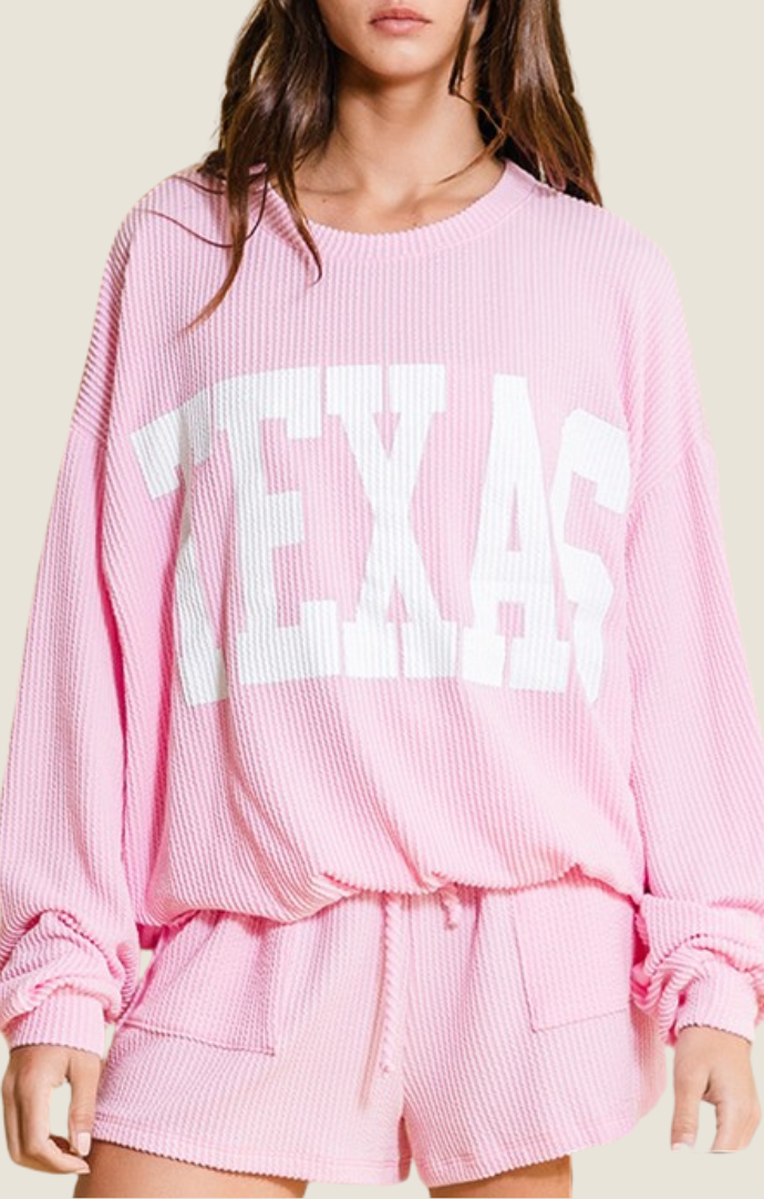 BucketList baby pink "Texas" sweatshirt 
T1770-BBYPNK