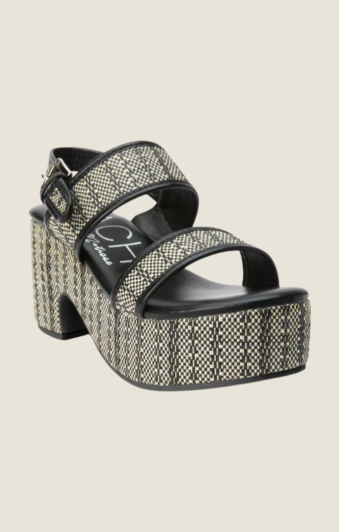 Beach Byron Black Double Strap Wedge Sandal