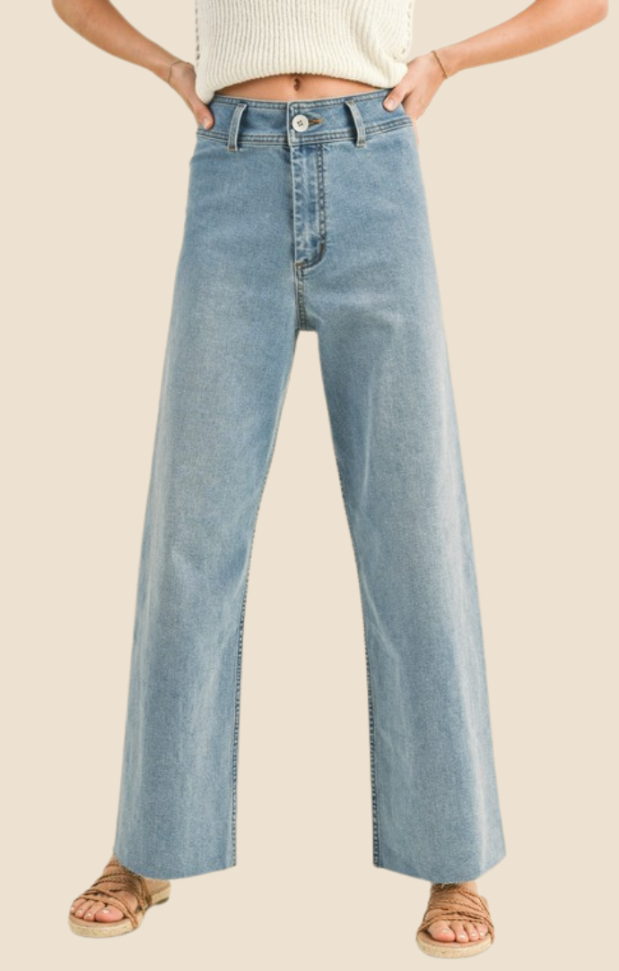 Miou Muse Blue Denim Wide Leg Jeans