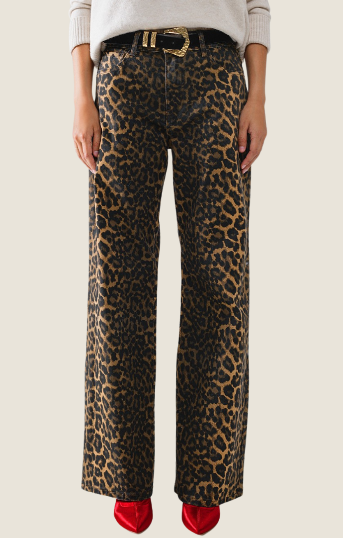 Q2 brown leopard wide leg pants 
35727-LPRD