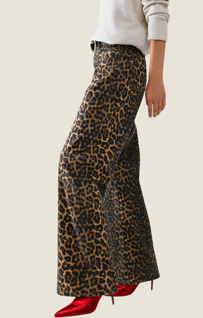 Q2 brown leopard wide leg pants 
35727-LPRD