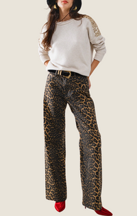 Q2 brown leopard wide leg pants 
35727-LPRD