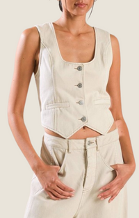 Flying Tomato/Free Market Cream Denim Button Vest