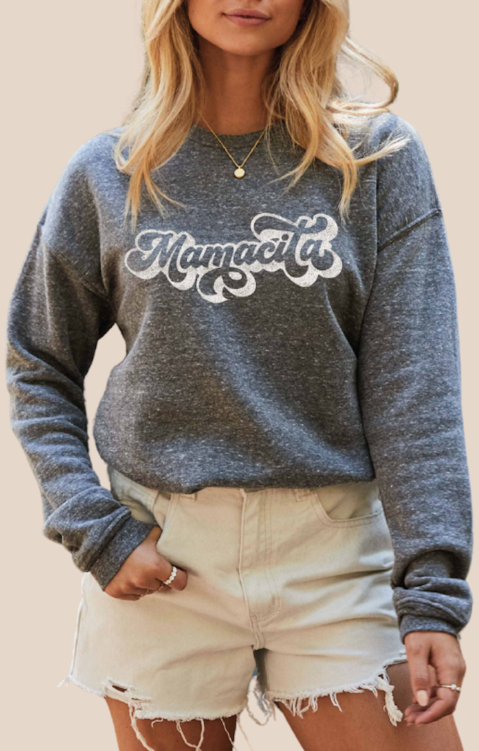 Oat Collective Dark Grey "Mamacita" Crewneck Sweatshirt