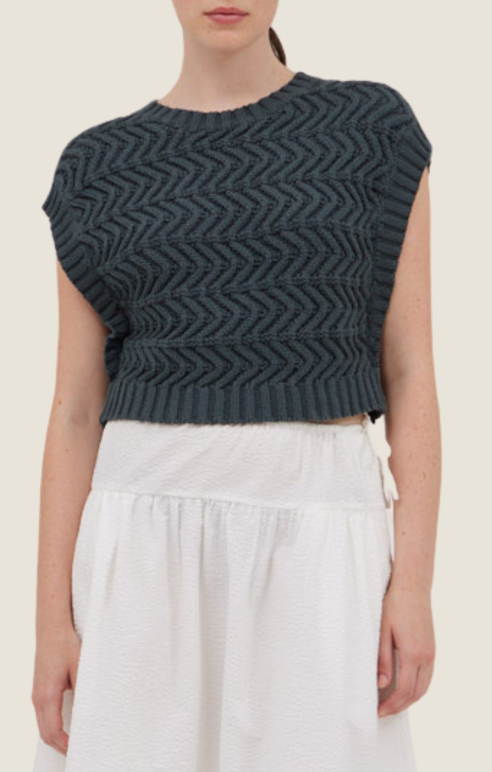 Grade & Gather deep lake knit cap sleeve top 41863-DLKE