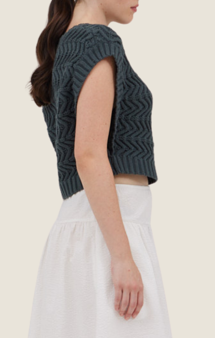 Grade & Gather deep lake knit cap sleeve top 41863-DLKE