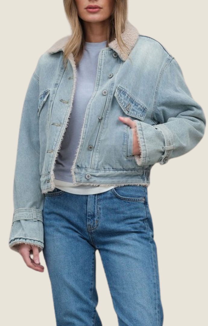 Raisonnel denim sherpa trucker jacket RJ1025