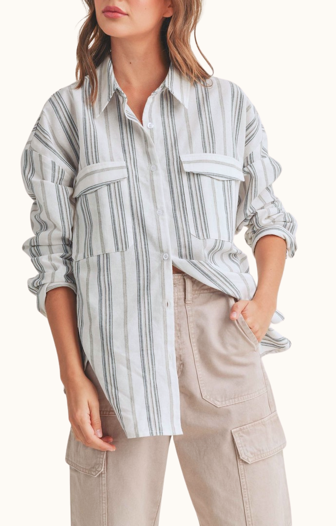 Miou Muse Denim Stripe Button Front Shirt
T3167-DNM