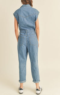 Miou Muse Denim Utility Jumpsuit MMJU473