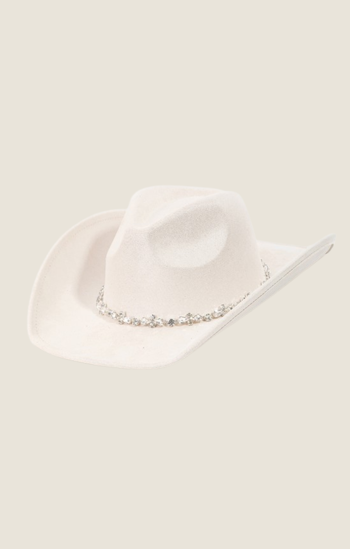 FA ivory rhinestone studded strap cowboy hat MMT8936-IVY