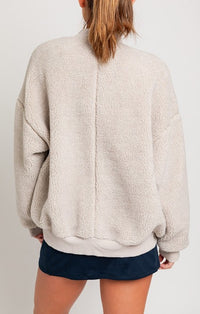 Le Lis Light Grey Sherpa Zip Up Jacket