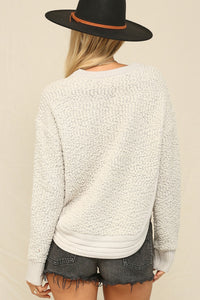 KyeMi light grey dolman sleeve knit sweater 30895-LTGRY