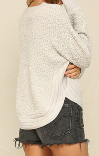 KyeMi light grey dolman sleeve knit sweater 30895-LTGRY