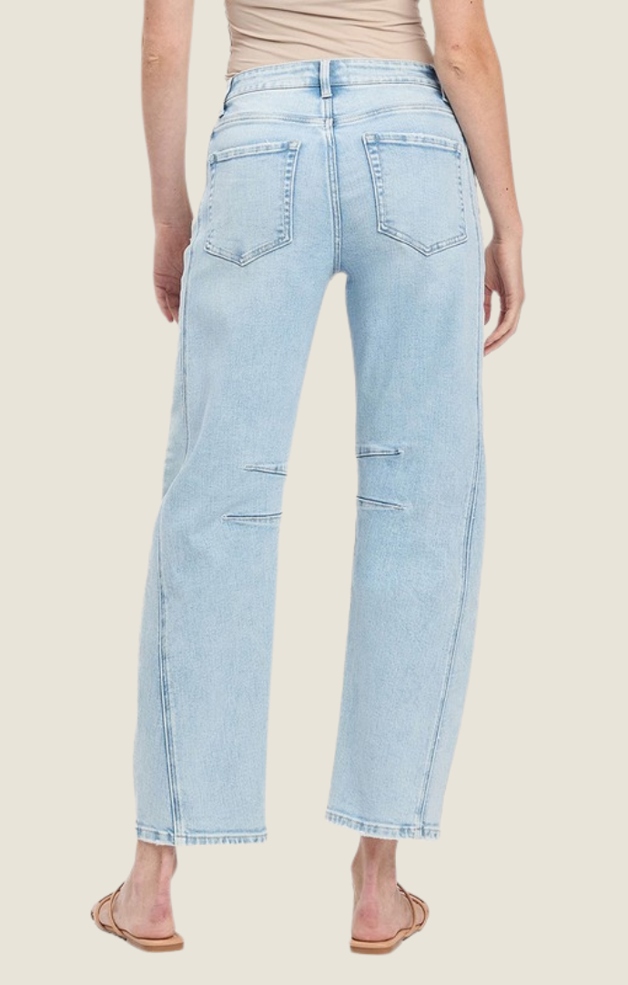 FM light wash high rise barrel jeans 
F5768-LTDNM