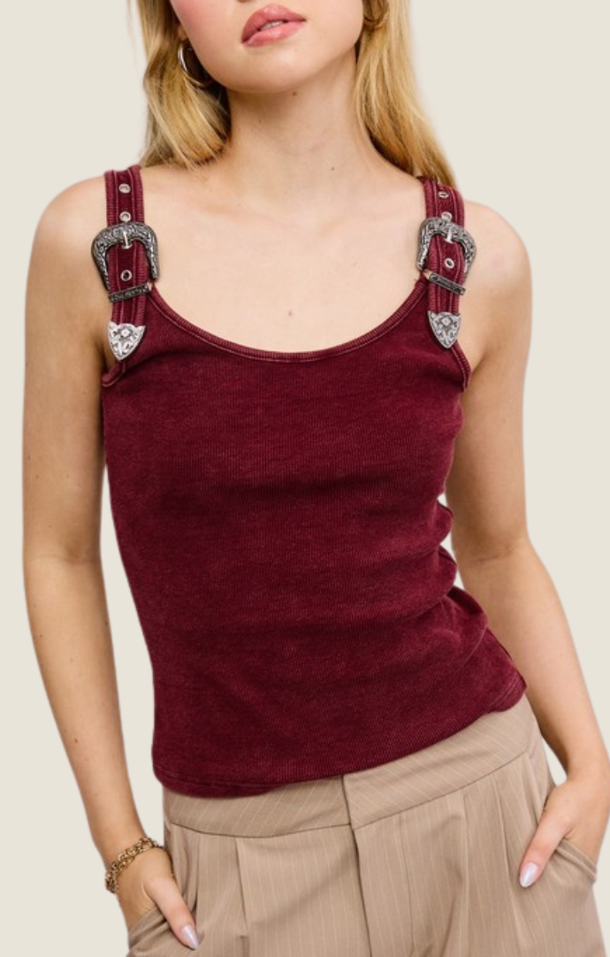 Mimosa merlot western buckle ribbed tank