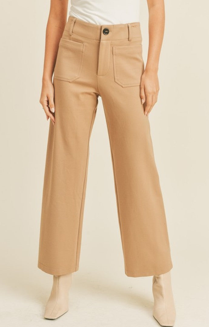 Miou Muse Mocha Ponte Crop Pants MMP1745