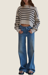 By Together natural striped knit sweater
W1391-NAT