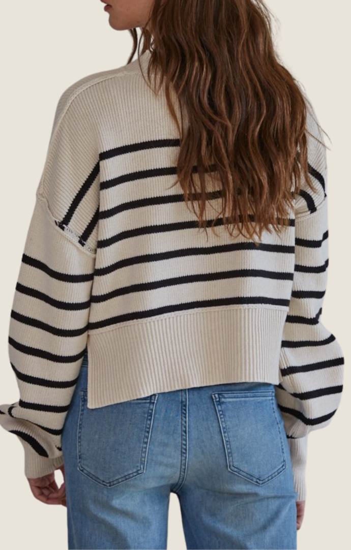 By Together natural striped knit sweaterW1391-NAT